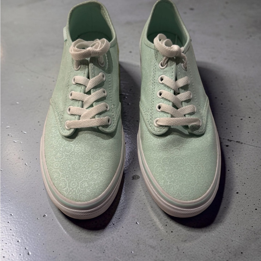 Vans Authentic Mint Seafoam Floral Embossed Canvas Sneakers Womens 9 EUR 40 - Picture 2 of 8
